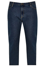 Denim Straight Leg Stretch Jeans (Blue) With Unfinished Raw Hem