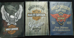 Harley Davidson Tin Signs X 3 - 30cm X 20cm