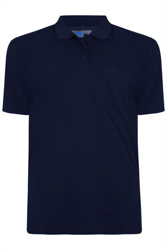 Navy Plain Polo Shirt With Chest Pocket