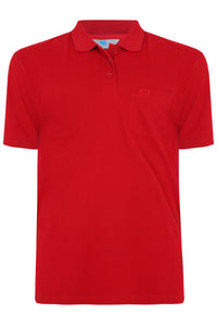 Red Plain Polo Shirt With Chest Pocket