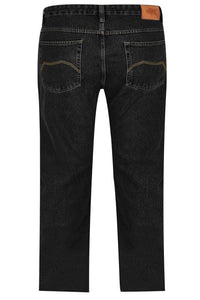Denim Straight Leg Jeans (Black) With Unfinished Raw Hem