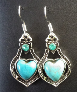 Torquoise Heart shaped drop Earrings