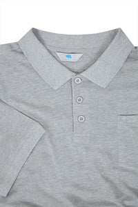Light Grey Marl Plain Polo Shirt With Chest Pocket